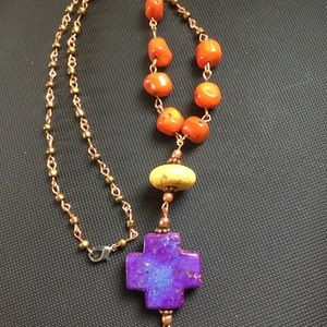 Purple cross link necklace